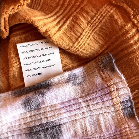 Free People We the Free Orange and Tie Dye Scoop Neck Long Sleeve T Shirt size M - Picture 4 of 6